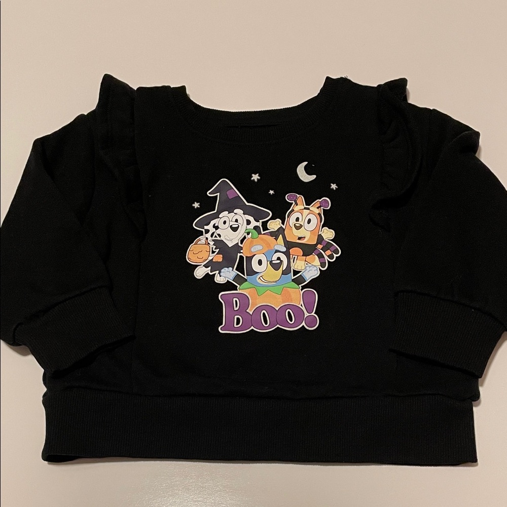 Jumping Beans Softest Fleece Toddler 2T Black Halloween Boo Bluey sweatshirt